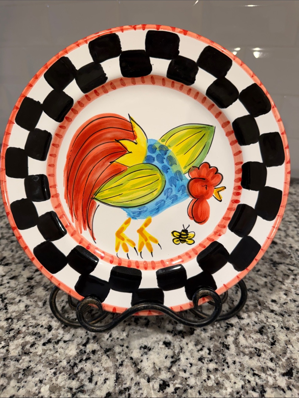 Hand-Painted Rooster Ceramic wall decor Plate